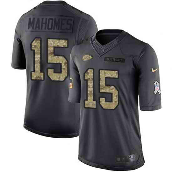Nike Chiefs #15 Patrick Mahomes Black Mens Stitched NFL Limited 2016 Salute To Service Jersey
